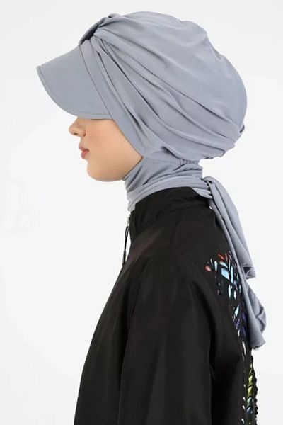 Vera Bonnet Ready Turban Alya Bonnet Gray Scarf Hat Neck Covering Hijab Women's Bonnet - Swimsuit Sea Bonnet