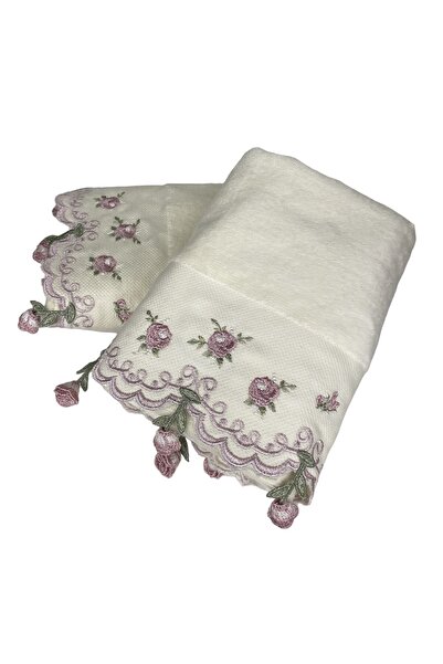 Karacan طقم مناشف يد مطرزة 100% من القطن