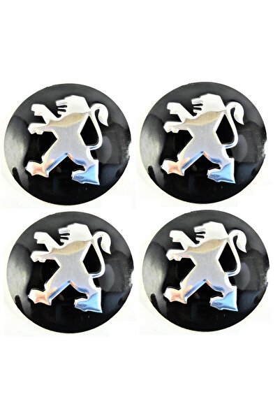 Behin Dizayn PEUGEOT Jant Göbek Arması Siyah Yapıştırma 4 Adet 56mm