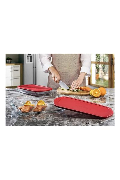 Paşabahçe 3850 cc Rectangular Pyrex - Plastic Cover, 40 x 25 cm 59124