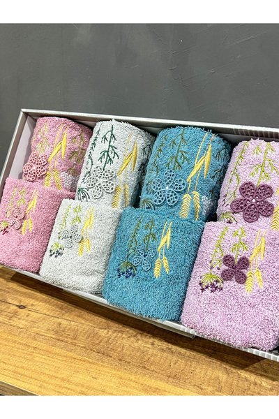 AYHANHOME Подарунковий набір для вишивання з візерунком у коробці Джейізлік Подарунковий набір з 8 4 рушників для рук 4 кухонних рушників