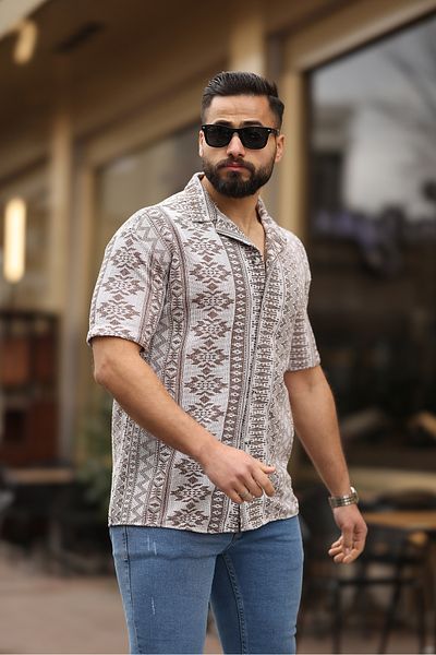 RHONES ΑΝΔΡΙΚΟ ΠΟΥΚΑΜΙΣΟ OVERSIZE ΚΟΝΤΟΜΑΝΙΚΙ ΜΕ ΣΧΕΔΙΟ