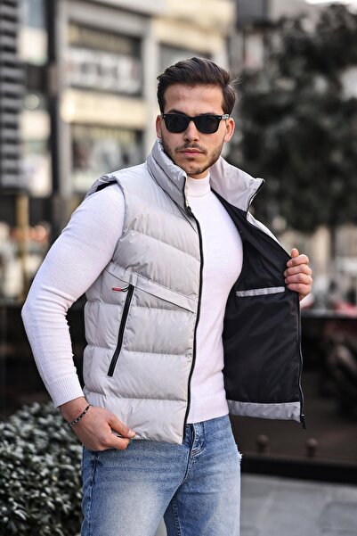 ByTrend Style Combination Long Zipper Pocket Cross Puffer Vest PLDP 2923