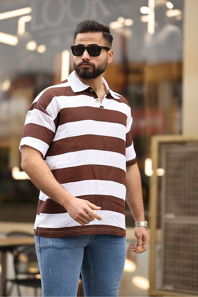 RHONES ΑΝΔΡΙΚΟ T-SHIRT POLO ΛΑΙΜΟΣ ΡΙΓΕΣ OVERSIZE