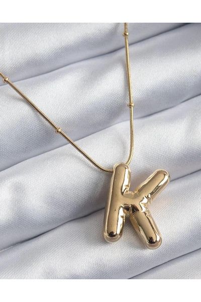 Rachel Gold Balloon 'K' Letter Steel Necklace-46 cm