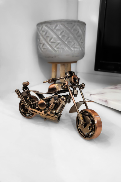 Masaüstü Metal Eskitme Motosiklet Biblo Rulmanlı Dekoratif Motor Biblo Küçük Boy
