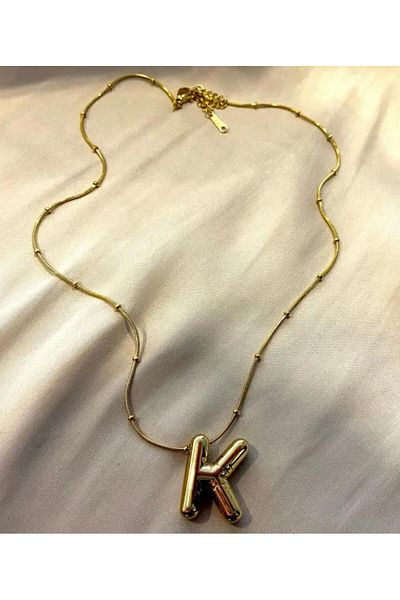 Rachel Gold Balloon 'K' Letter Steel Necklace-46 cm