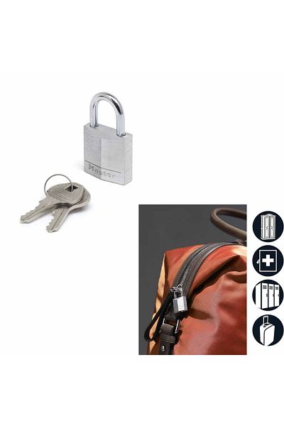 ASTERA Master Lock Solid Aluminum Padlock 30 mm, Metallic