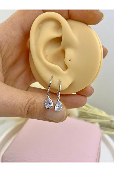 Arescollection zirkon taşlı sallantılı damla model halka küpe