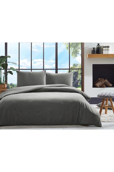 Özdilek Flannel Duvet Cover Set Double Anthracite Color