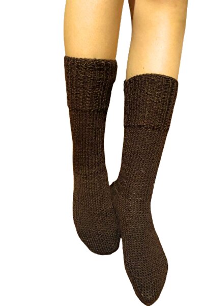 Işin Tasarım BROWN HAND KNITTED WOOL SOCKS, NUMBER 40-44