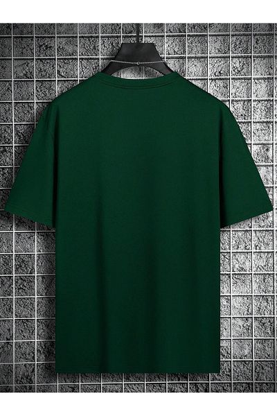 Black Sokak LA Palm Printed Oversize Green Men's T-Shirt