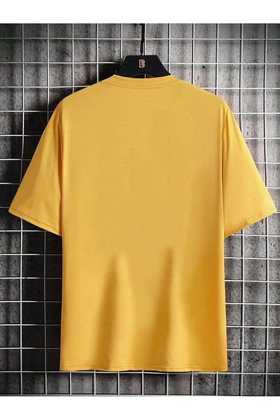 Black Sokak Rose X Printed Oversize Yellow Men's T-Shirt