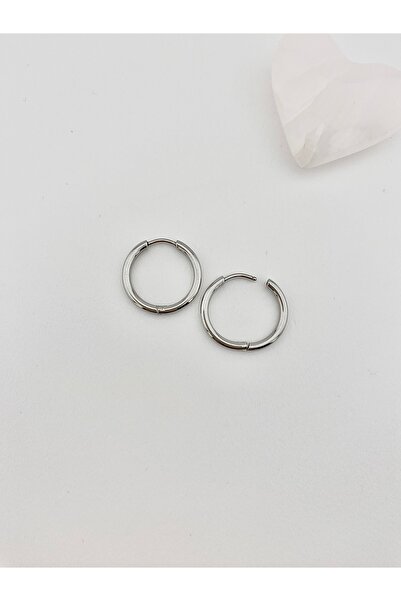 WiLi Çelik Halka Küpe Gümüş Renk Orta Boy