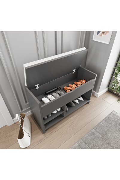 şirinev mobilya Ayakkabılık Antrasit Puf Sandıklı