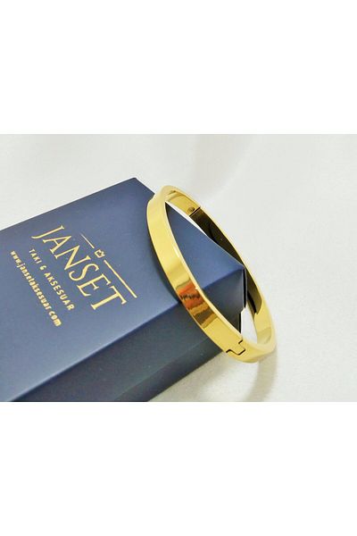 Janset 6mm Flat Model Steel Shackle - 316l Non-Tarnish Surgical Steel Bracelet