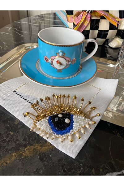 Handmade 1 bucată de mărgele de ochi rău figurat cafea servetel de prezentare...