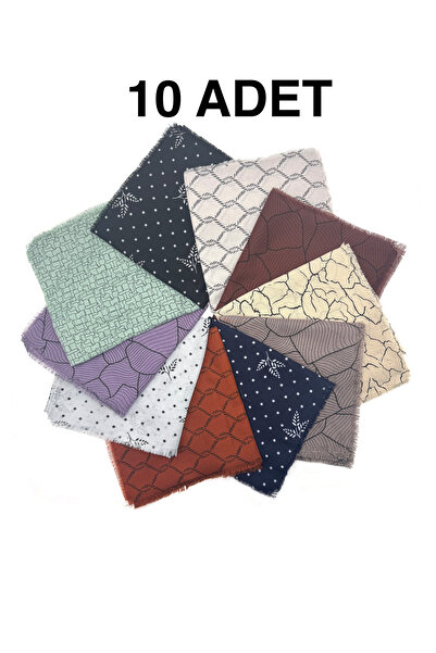 nazipek 10'lu Paket Karışık Desen Desen Pigment Baskı Yazma Yumuşak Dokulu Eşarp 100x100 Toptan Hediyelik