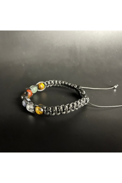 CERTIFIED GEMINI NATURAL STONE LEATHER BRACELET K. QUARTZ SODALITE AVENTURINRODANITE TIGER 'S EYE