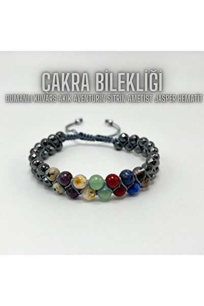 YILDIZ DOĞAL TAŞ SERTİFİKALI Çakra Doğal Taş Bileklik -Jasper-Dumanlı Kuvars-...