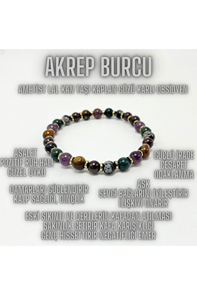 YILDIZ DOĞAL TAŞ SERTİFİKALI AKREP BURCU DOĞAL TAŞ BİLEKLİK 6mm