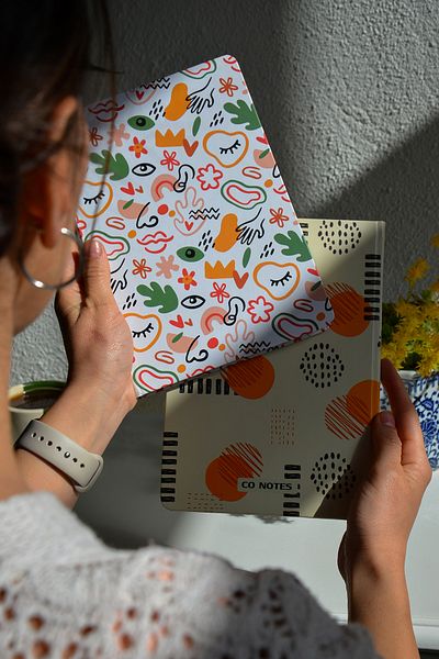 CoNotes A5 (15X21Cm) - Set of 2 Hard Cover Thread Stitching Checked Notebook