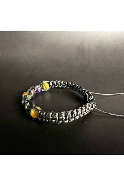 YILDIZ DOĞAL TAŞ SERTİFİKAL AKREP BURCU DOĞAL TAŞ DERİ BİLEKLİK KARLI OBSİDYE...