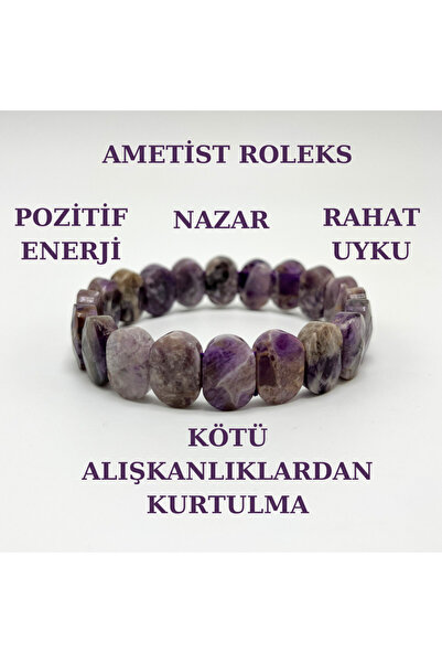 YILDIZ DOĞAL TAŞ Sertifikalı Ametist Doğal Taş Roleks Bileklik