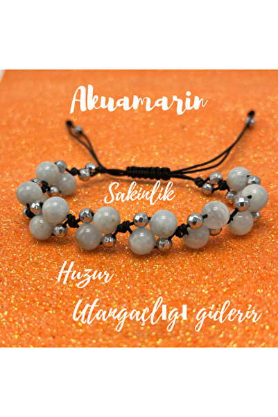 YILDIZ DOĞAL TAŞ Sertifikalı 6mm Ipli Akuamarin Ayarlanabilir Ölçü Doğal Taş ...