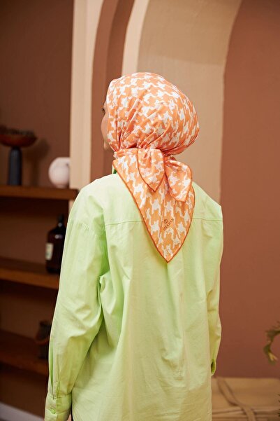 İpekhan Houndstooth Pattern Thin Cotton Scarf