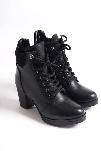 BZ Moda ZOLA Lace Up Ορθοπεδική σόλα με φερμουάρ Αδιάβροχη και Ψυχρή Γυναικείες Μπότες ST Μαύρο
