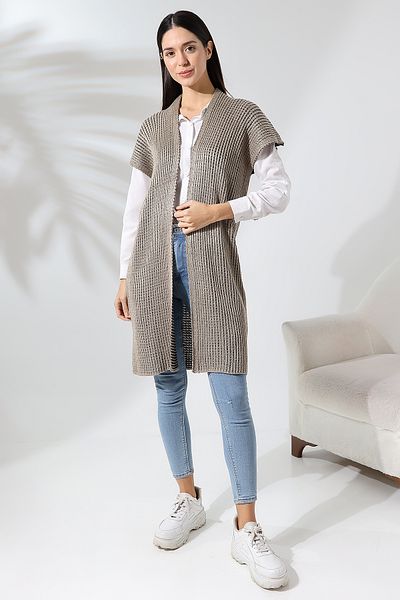 LEBUAS Women's Knitwear Vest - Patterned - Long
