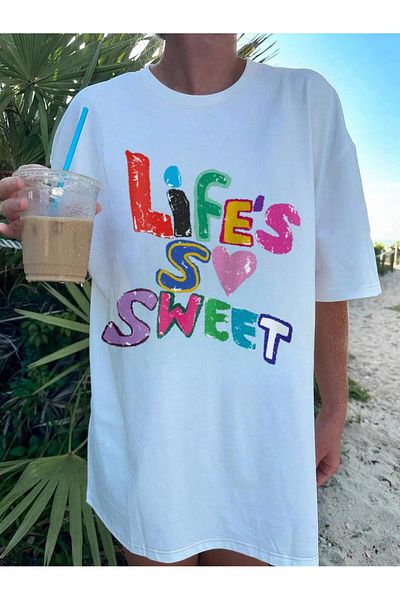 Jose Clothing Μπλουζάκι με λευκή στάμπα Unisex από οργανικό βαμβάκι Oversize - Κοντό μανίκι