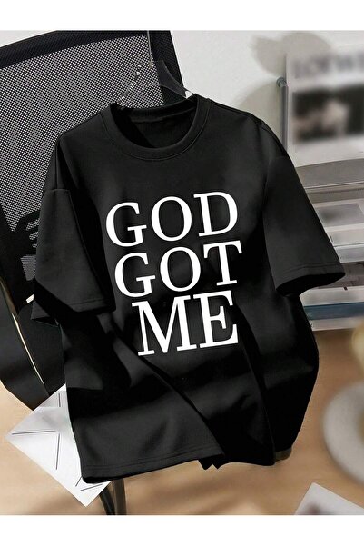 Jose Clothing Tricou oversize unisex din bumbac organic imprimat negru - cu m...