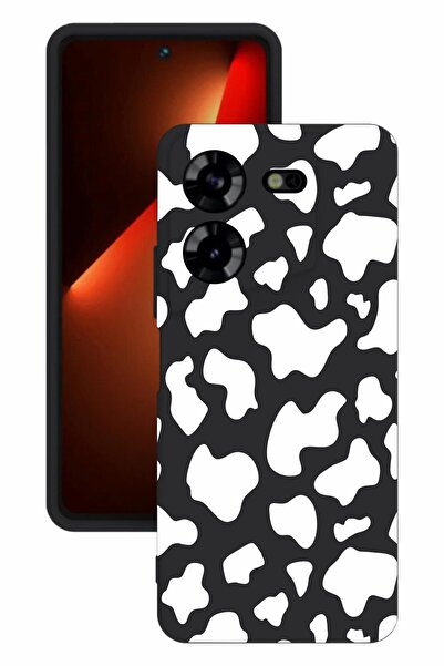 TECNO حافظة سيليكون سوداء اللون مطبوعة وحماية للكاميرا من Pova 5