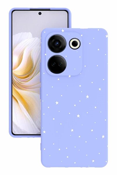 TECNO Camon 20 Pro Baskılı Ve Kamera Korumalı Lila Renk Silikon Kılıf