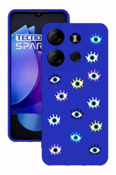 TECNO Spark Go 2023 Blue Color Silicone Case with Print and Camera Protection
