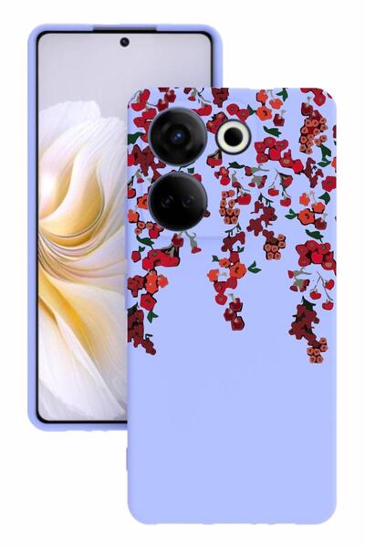 TECNO Camon 20 Pro Baskılı Ve Kamera Korumalı Lila Renk Silikon Kılıf