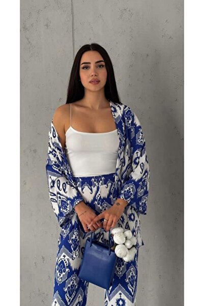 Lion Collection Authentic patterned seersucker kimono suit