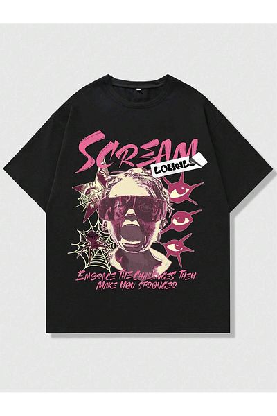 Jose Clothing Μαύρο εμπριμέ από οργανικό βαμβάκι Unisex Oversize T-shirt - Κοντό μανίκι