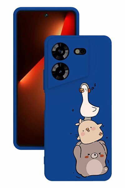 TECNO حافظة سيليكون زرقاء اللون مطبوعة وحماية للكاميرا من Pova 5