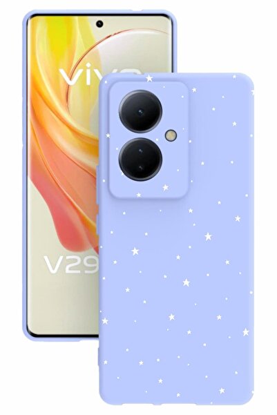 vivo V29 Lite 5g Uyumlu Baskılı Ve Kamera Korumalı Lila Silikon Kılıf