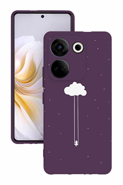 TECNO Camon 20 Pro Purple Color Silicone Case with Print and Camera Protection