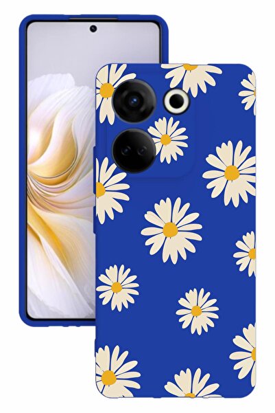 TECNO جراب Camon 20 من السيليكون باللون الأزرق مع طباعة وحماية للكاميرا