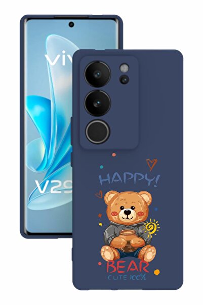 vivo V29 Baskılı Ve Kamera Korumalı Lacivert Renk Silikon Kılıf