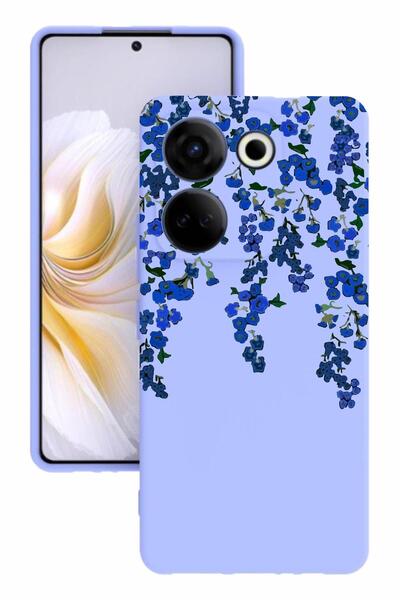 TECNO Camon 20 Pro Baskılı Ve Kamera Korumalı Lila Renk Silikon Kılıf