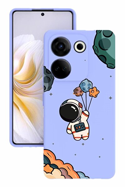 TECNO حافظة سيليكون Camon 20 Pro مطبوعة وحماية للكاميرا بلون أرجواني