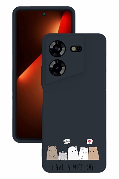 TECNO حافظة سيليكون Pova 5 مطبوعة وحماية الكاميرا باللون الأزرق الداكن