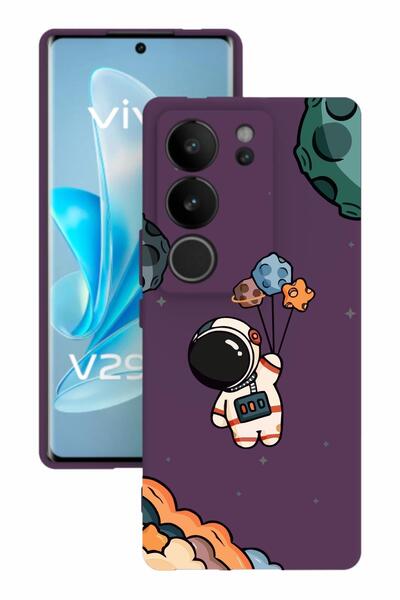 vivo حافظة سيليكون باللون الأرجواني V29 مع طباعة وحماية الكاميرا