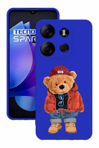 TECNO Spark Go 2023 Blue Color Silicone Case with Print and Camera Protection